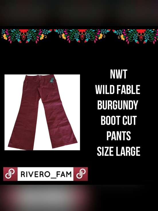 wild fable Pants - WILD FABLE | BURGUNDY | BOOT CUT PANTS | SIZE LARGE